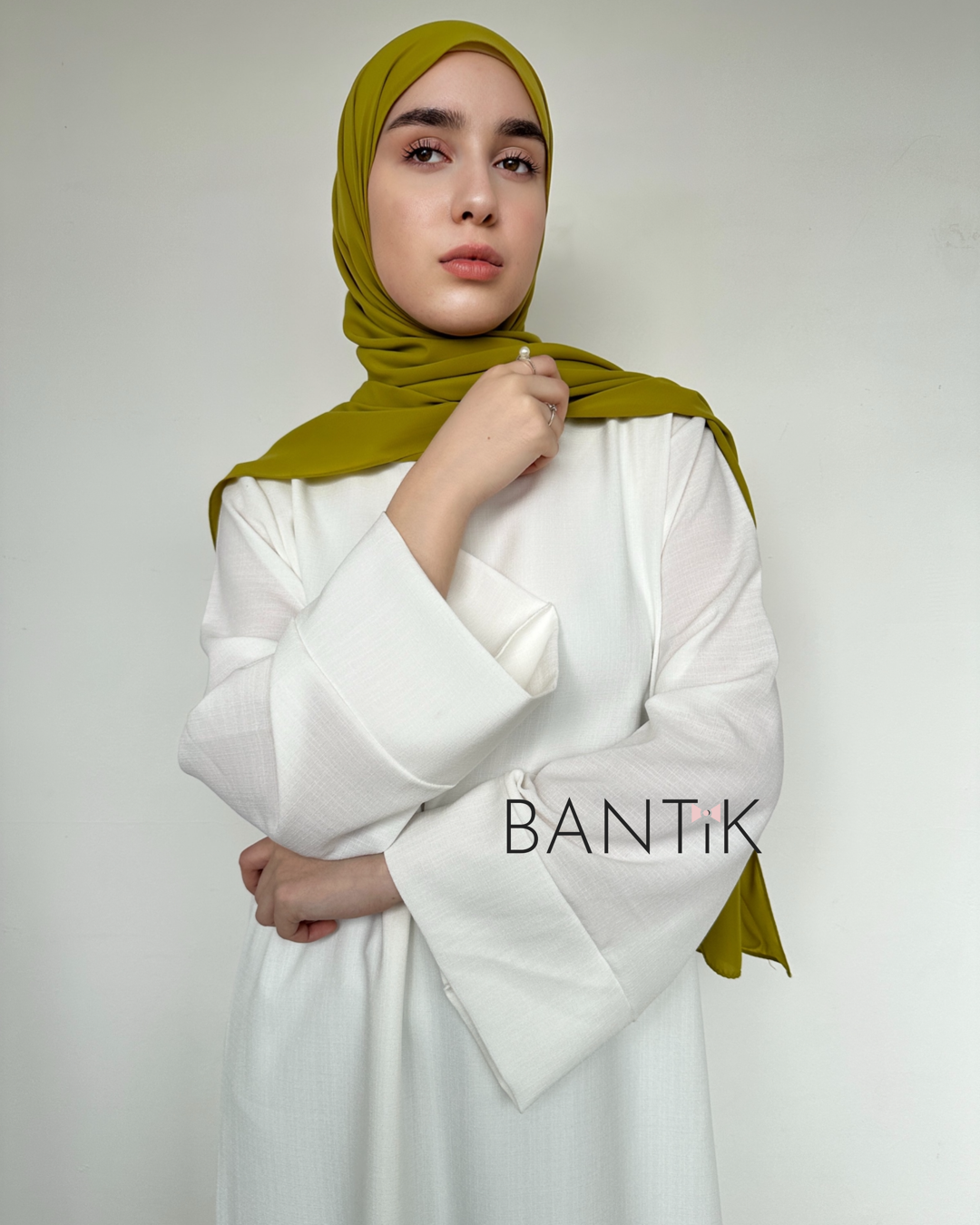 Hijab soie de MÈDINE olive écharpe châle voile BANTIK