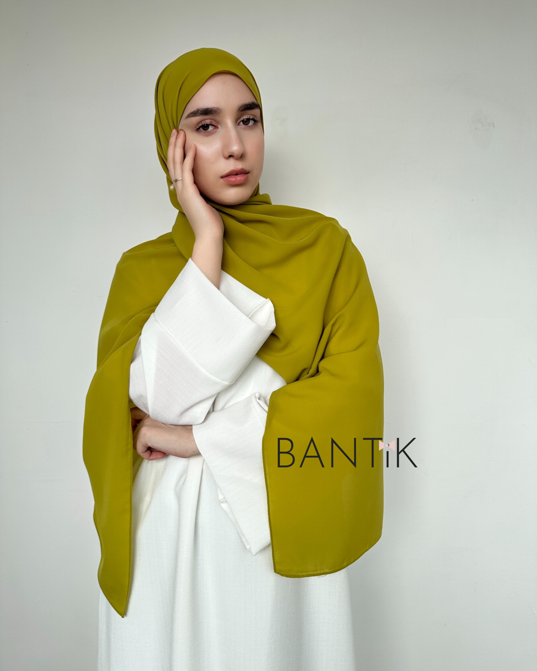 Hijab soie de MÈDINE olive châle voile écharpe BANTIK