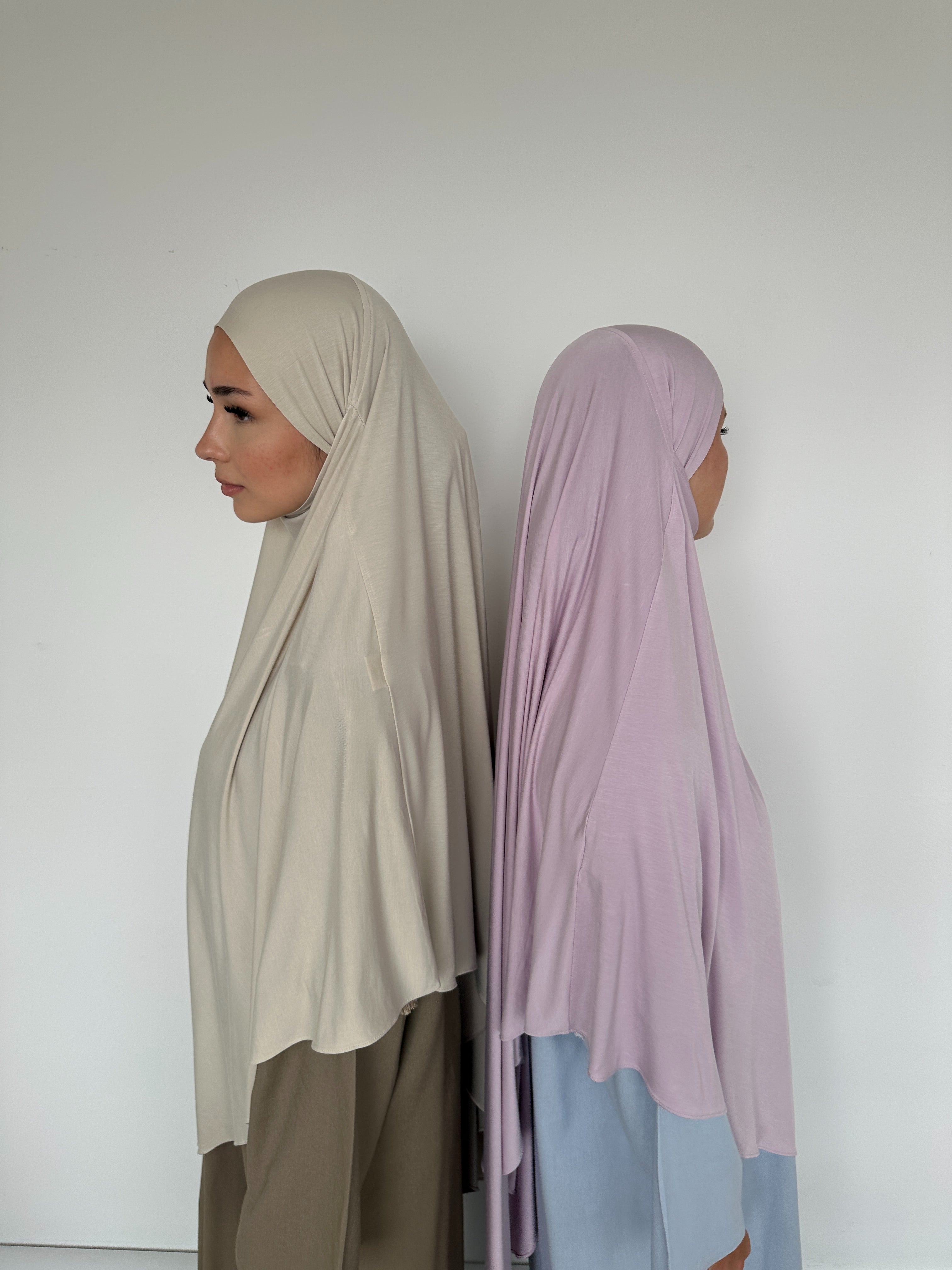 Khimar en bambou lilas pour femme, long, fluide et léger – BANTIK