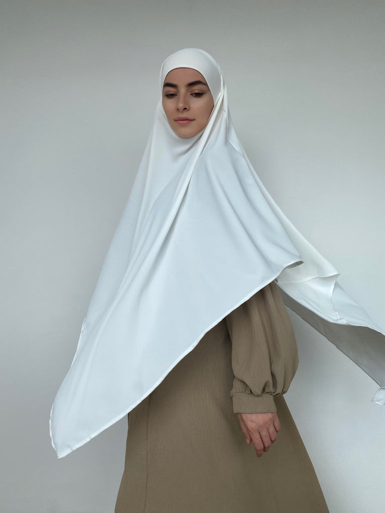Khimar pour la femme Musulmane, en soie de médine, khimar blanc cassé