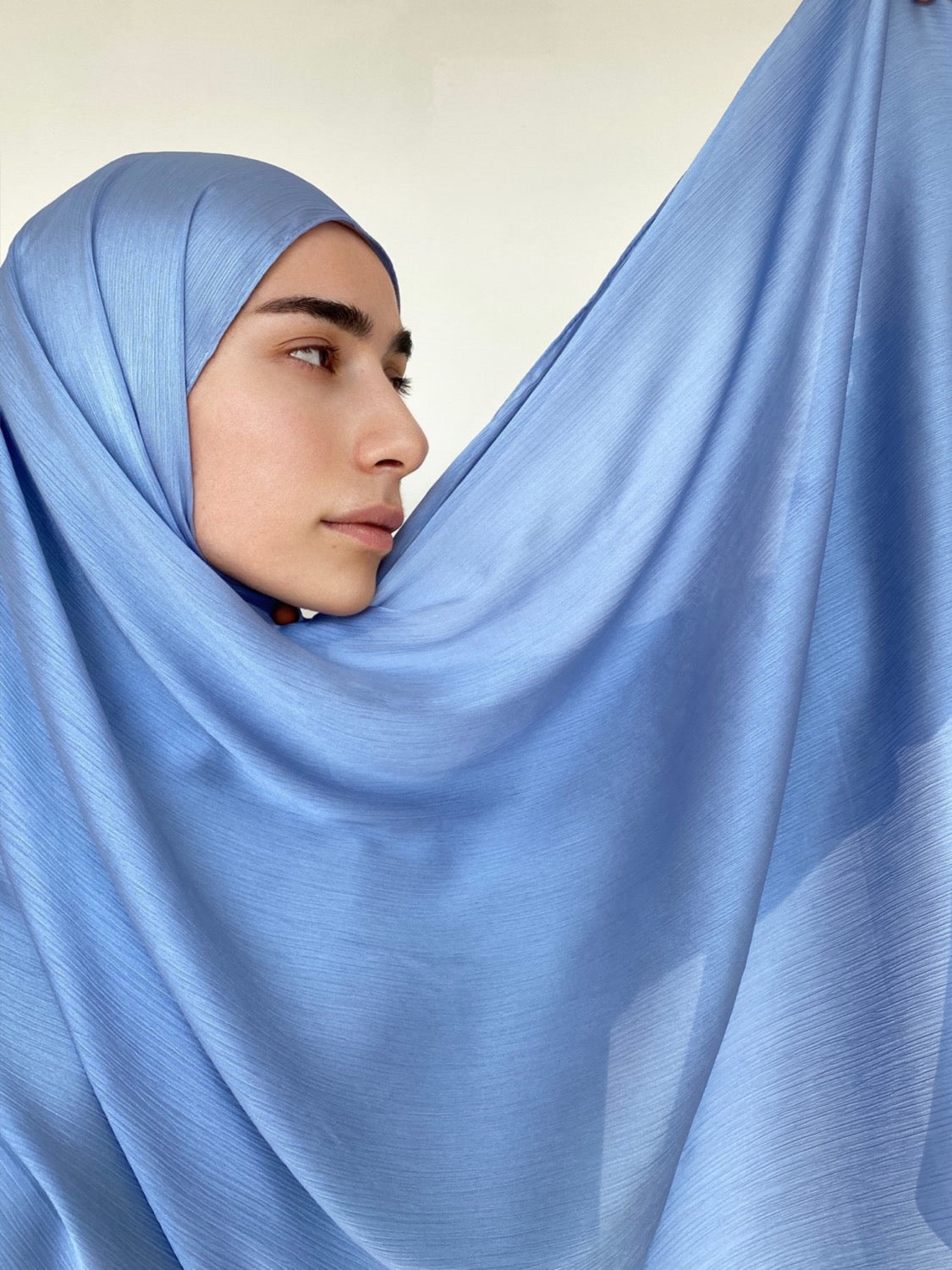 HIJAB EFFET SATIN BLEUET - BANTIK