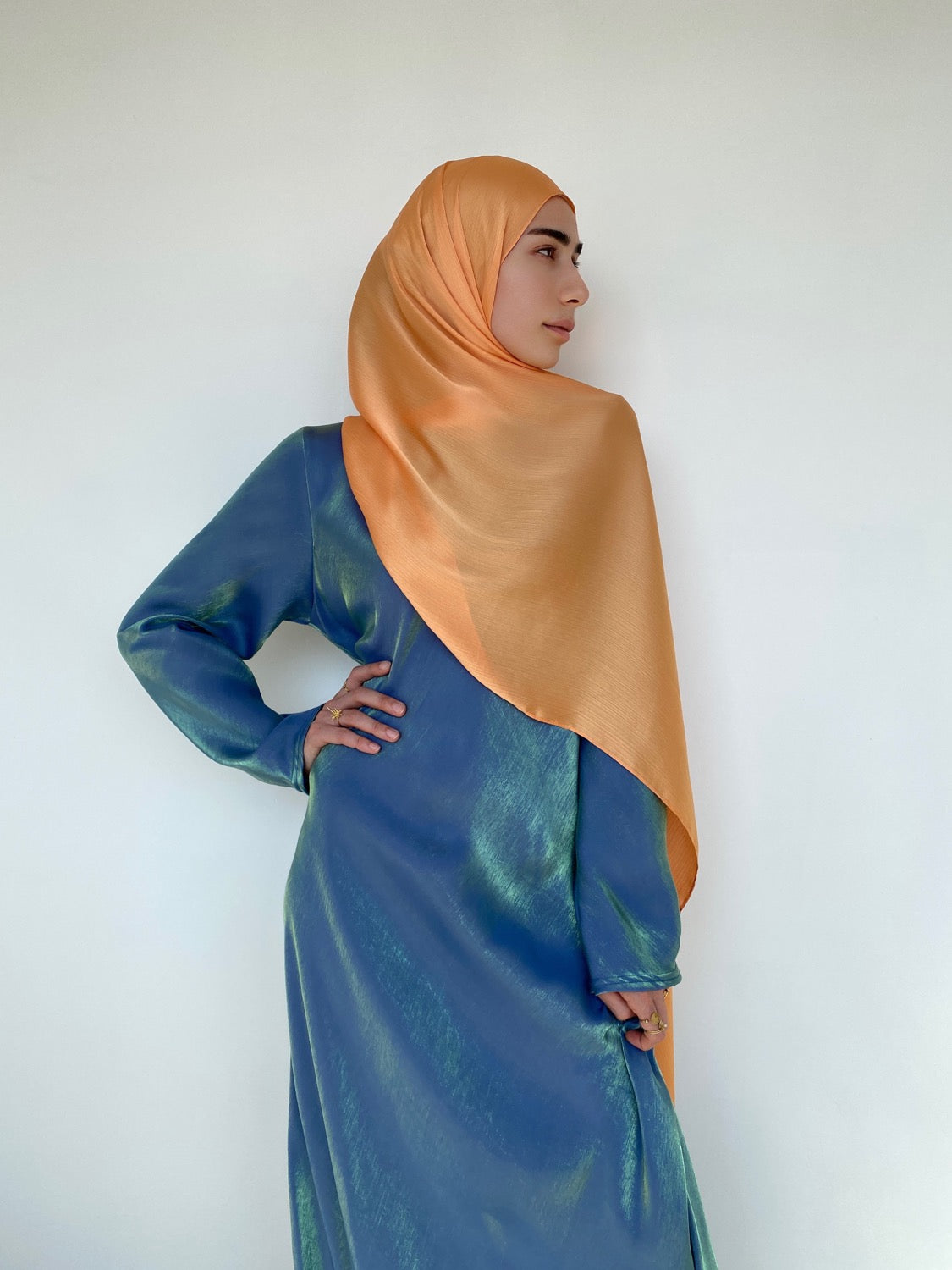 HIJAB EFFET SATIN MANDARINE - BANTIK