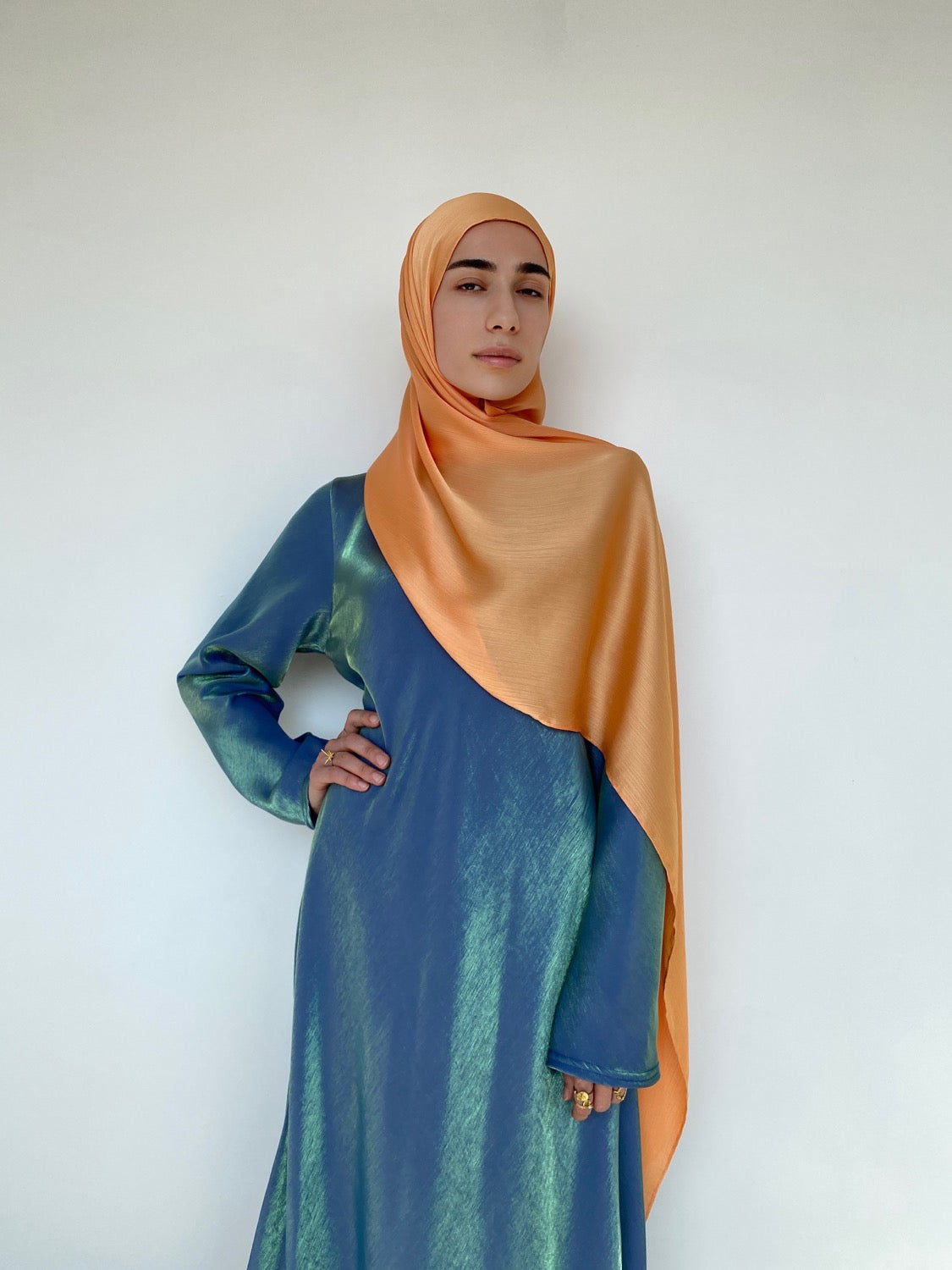 HIJAB EFFET SATIN MANDARINE - BANTIK