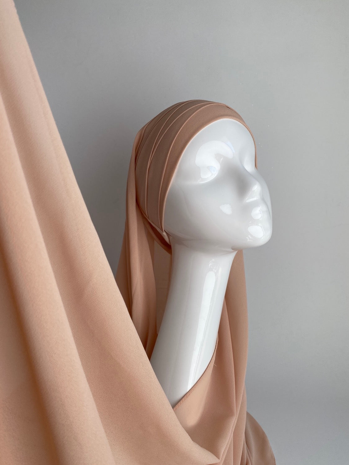 HIJAB À ENFILER MOUSSELINE BEIGE ROSE - BANTIK