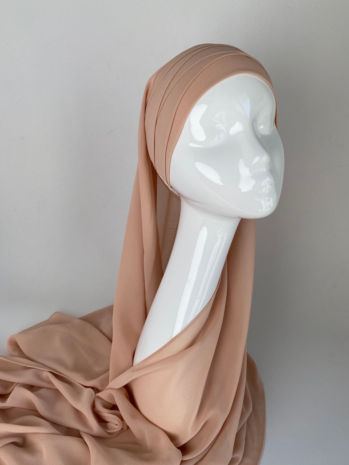 HIJAB À ENFILER MOUSSELINE BEIGE ROSE - BANTIK