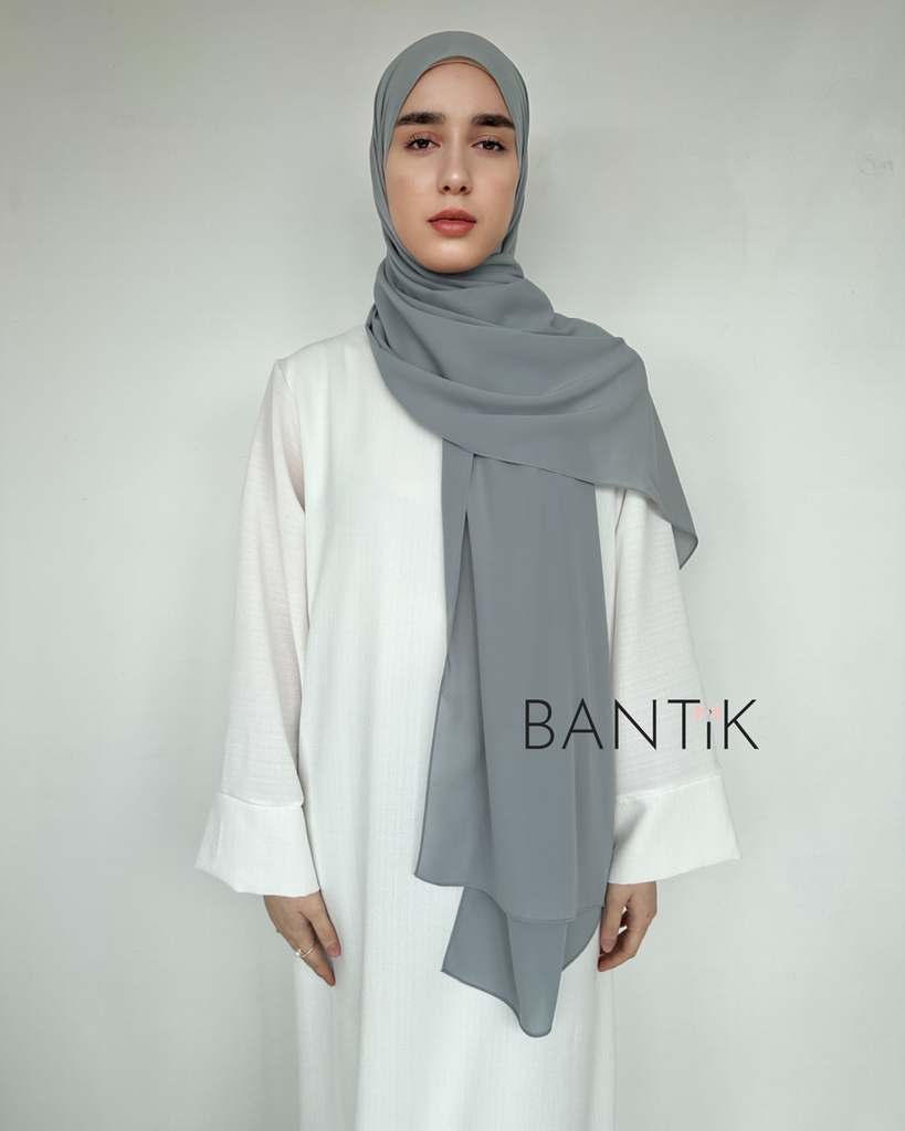 Hijab écharpe châle voile soie de MÈDINE gris