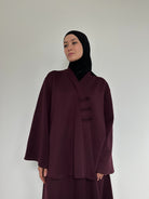 Ensemble Sakura aubergine – jupe longue avec poches et blouse kimono élégante BANTIK