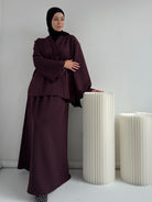 Ensemble Sakura aubergine – jupe longue avec poches et blouse kimono élégante BANTIK