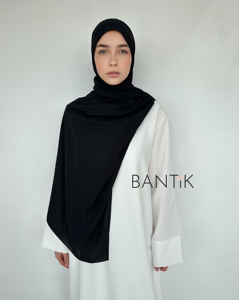 Hijab écharpe châle voile soie de MÈDINE noir 