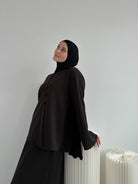 Ensemble Sakura  chocolat – jupe longue avec poches et blouse kimono élégante BANTIK