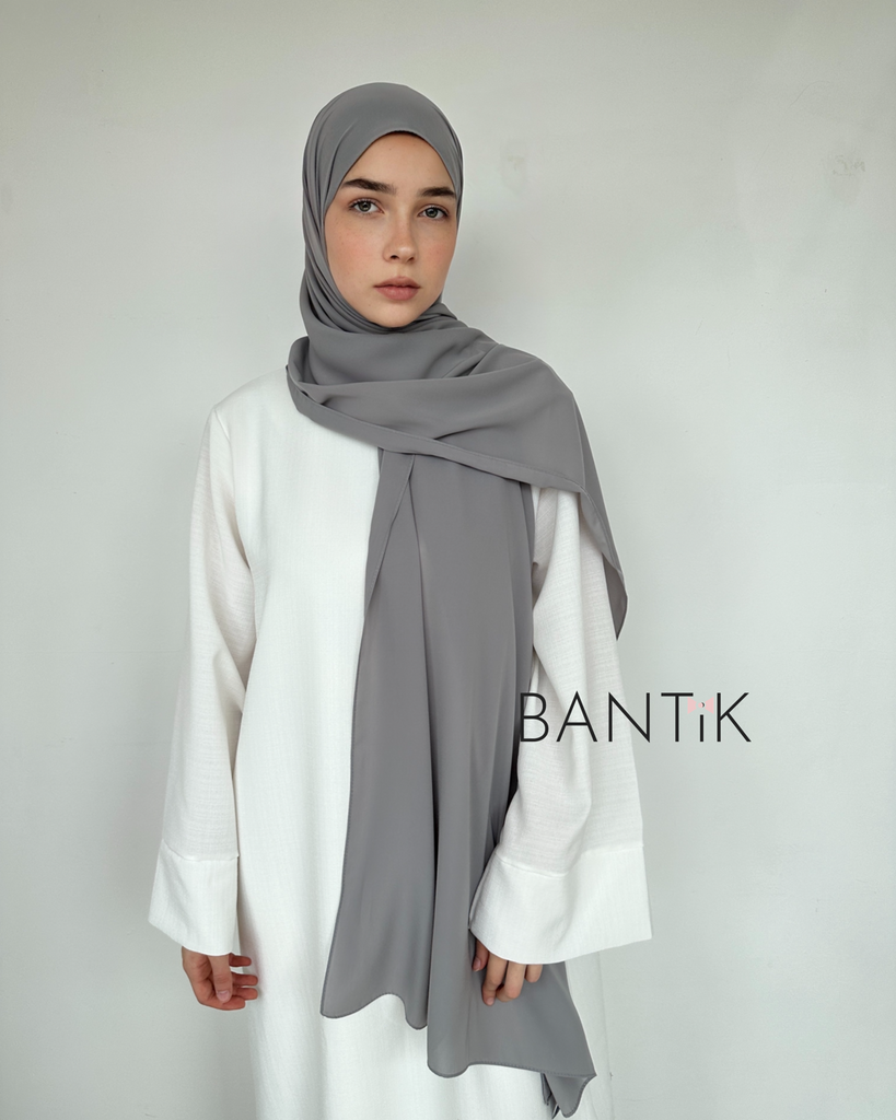 Hijab écharpe châle voile soie de MÈDINE gris 