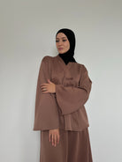 Ensemble Sakura vieux rose – jupe longue avec poches et blouse kimono élégante BANTIK