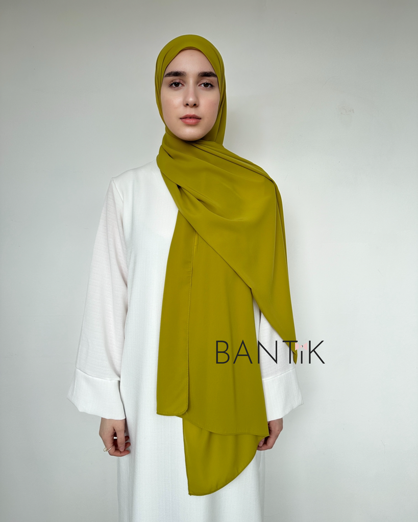 Hijab soie de MÈDINE olive écharpe châle voile BANTIK 