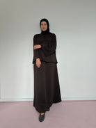 Ensemble Sakura  chocolat – jupe longue avec poches et blouse kimono élégante BANTIK