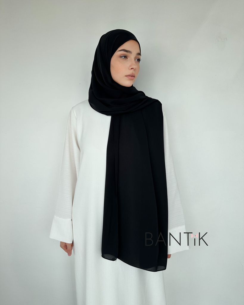 Hijab écharpe châle voile soie de MÈDINE noir 