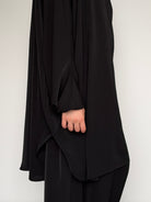 Jilbab noir avec manches longues et élastique aux poignets