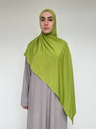 Hijab jersey liquid vert anis effet satiné