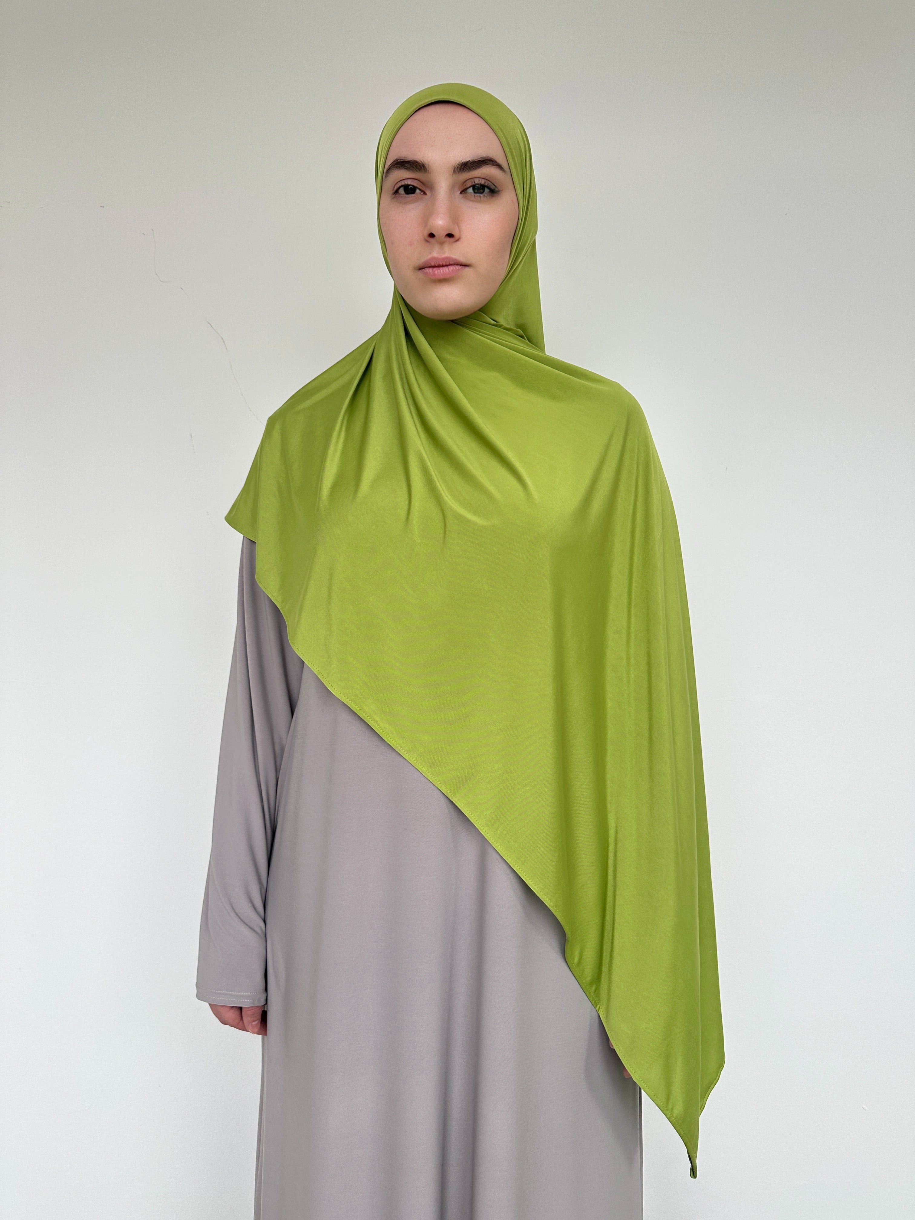 Hijab jersey liquid vert anis effet satiné