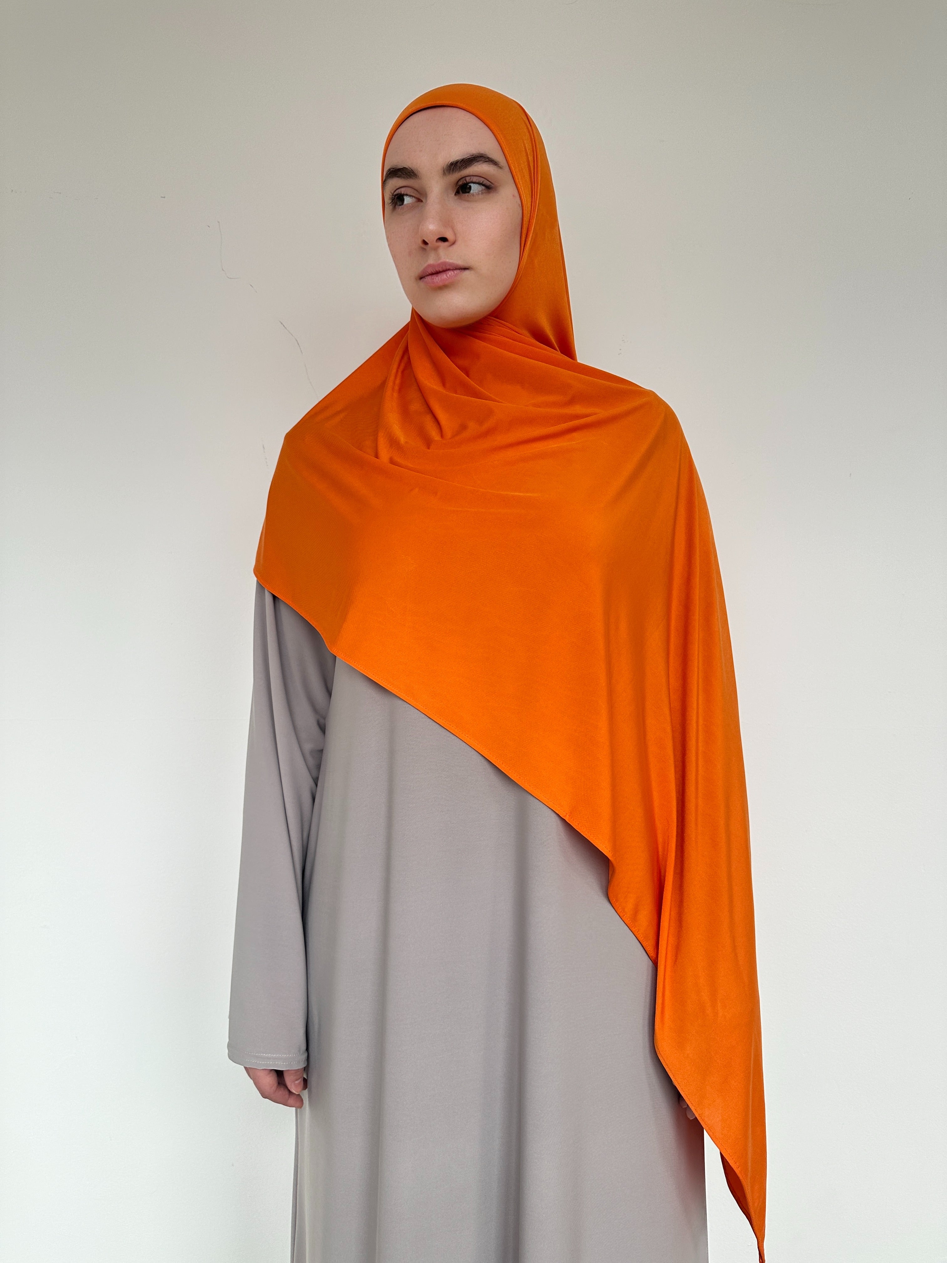 Hijab jersey liquid orange mandarine vibrant extensible xxl 