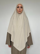 Khimar bambou beige long et fluide pour femme musulmane