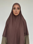 Khimar en bambou marron taupe pour femme, fluide et couvrant – BANTIK