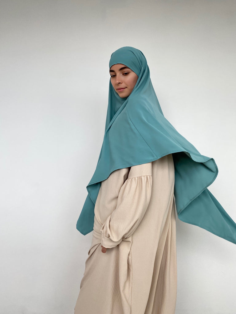 Khimar pour la femme Musulmane, en soie de médine, khimar turquoise
