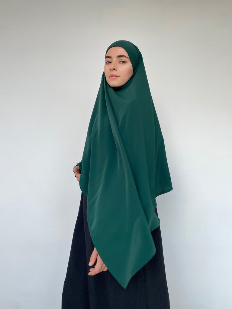 Khimar pour la femme Musulmane, en soie de médine, khimar vert sapin