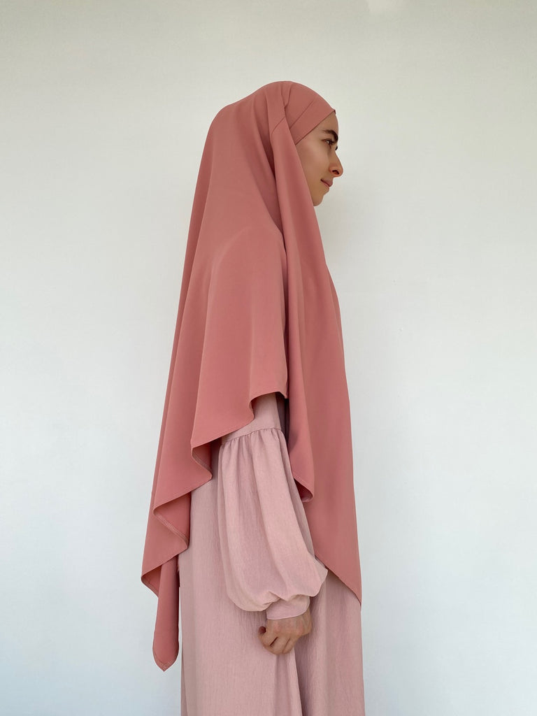 Khimar pour la femme Musulmane, en soie de médine, khimar rose