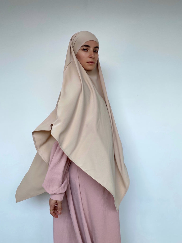 Khimar pour la femme Musulmane, en soie de médine, khimar beige