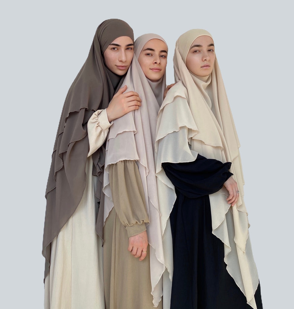 Khimar pour femme Musulmane, khimar pas cher, khimar trois voiles, khimar 3 voiles.